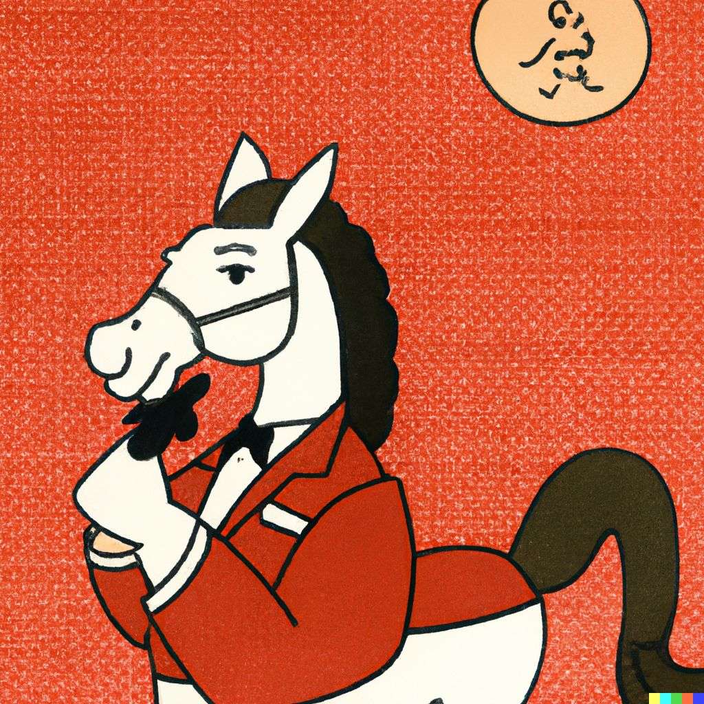 a horse, cartoon by Osamu Tezuka
